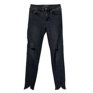 Wild Fable High Rise Skinny Jeans Sz 4 Gray Distressed Frayed Hem Stretch